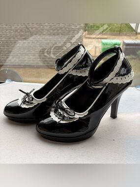 Funtasma Black and White Patent Mary Jane Heels